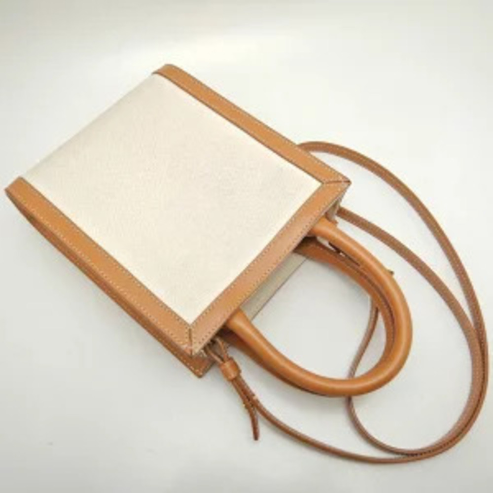 CELINE Vertical Cabas Tote Bag Canvas Calfskin Tan - Picture 3 of 9